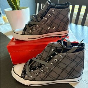NWT. Collection O - High-Top Plaid Canvas Sneakers - Youth 7